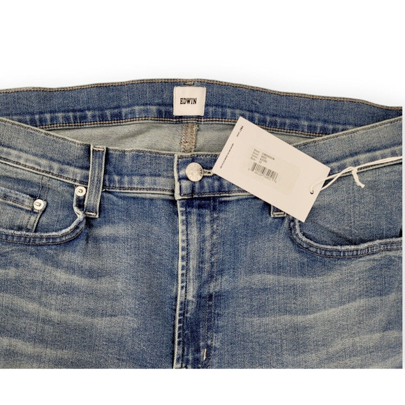 NWT EDWIN Bree Slim Skinny Med Light Wash Straight Jeans Womens Size 33 USA Made - Picture 5 of 7